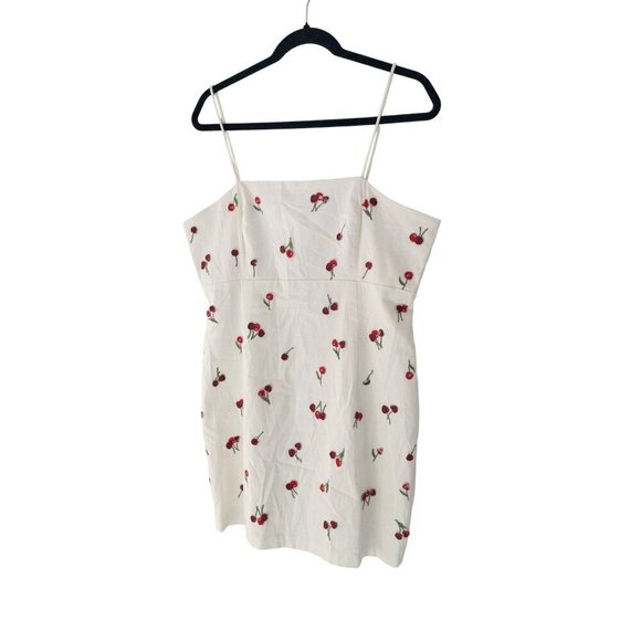 Anthropologie Maeve Brynne 3D Embroidered Cherry Dress Spaghetti Strap Summer - Picture 8 of 15